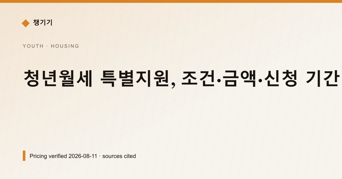 청년월세 특별지원, 조건·금액·신청 기간 정리 — 주거·전월세 pricing comparison